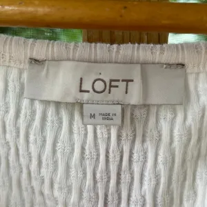 LOFT Women's White V-Neck Textured Long Sleeve Top Size M thumbnail 5