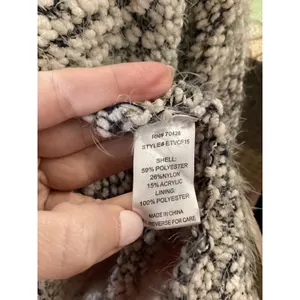 Eva's Tree Gray White Popcorn Knit Hooded Zip Front Vest Cardigan Large ETVCF15 thumbnail 6