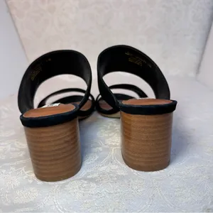 Steve Madden Ilena Suede Leather Strap Black Mules with Wooden Heel Size 6 thumbnail 4