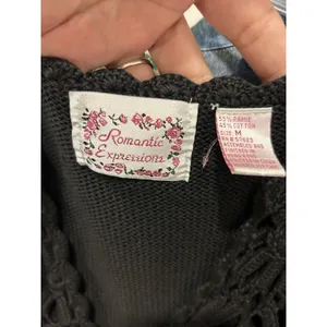 Vintage Boho Festival Black Crocheted Vest Size Medium Witchy Gothic Whimsygoth thumbnail 2
