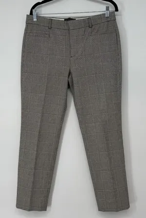 Banana Republic Sloan Slim Fit Plaid‎ Dress Pants Brown Tan Glen Check 8 Office thumbnail 1