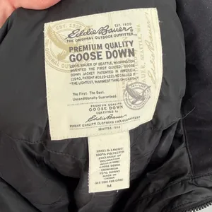 Eddie Bauer Women's Goose Down‎ Puffer Jacket Medium Black Quilted Snap Front thumbnail 4
