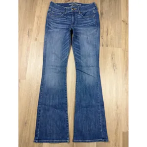 Y2K American Eagle Low Rise Kick Boot Jeans Womens 8 Long Blue Super Stretch thumbnail 6
