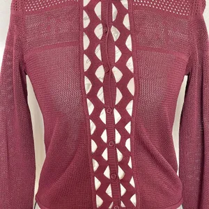 Sandro Sweater Long Sleeve Cropped Open Knit Top Cutout Mesh Quiet Luxury Sz XS thumbnail 6