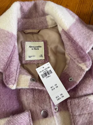 NWT Abercrombie & Fitch Lilac Cream Plaid Shacket wool blend coat size XSMALL thumbnail 2