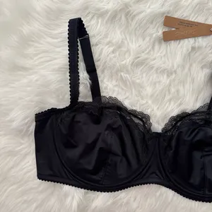 Skims Stretch Satin Lace Unlined Balconette Bra Onyx Size 44DD thumbnail 3