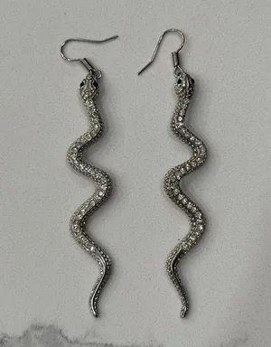 Rhinestone Crystal Bling Snake Earrings thumbnail 1