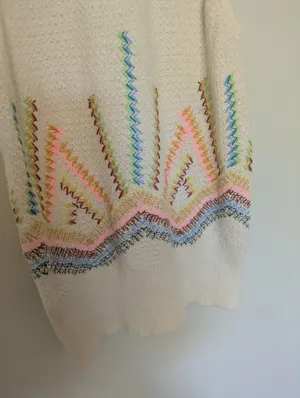 Anthropologie Sunrise Embroidered Sweater Tank Knit Small thumbnail 3