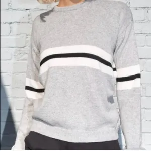 Brandy Melville‎ Wool Cashmere Blend Long Sleeve Gray Striped Sweater thumbnail 2