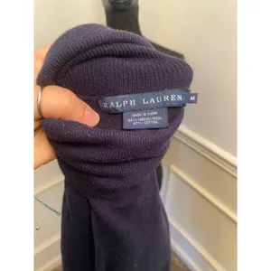 Vintage Ralph Lauren Navy Blue Merino Wool Blend Turtleneck Sweater Ribbed Cuffs thumbnail 6