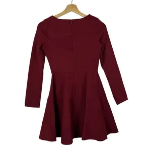 Boutique Bei‎ Bella Red Ponte Long Sleeve Mini Dress 2 thumbnail 2