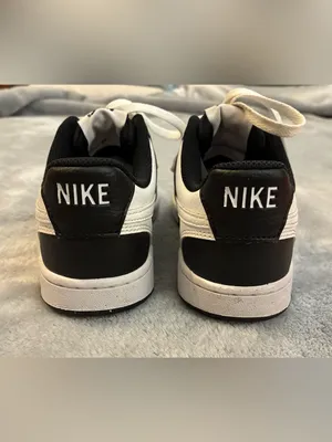 Women’s Nike Low-Top Sneakers - Black and White Leather Size 6 thumbnail 7