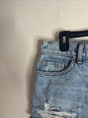 Revice Los Angeles Cut-off Distressed Fringed Rigid Denim Jean Shorts size 27 thumbnail 3