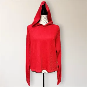 NWT EleVen Venus Williams M Red Ribbed Cotton Tennis Golf Performance Hoodie Top thumbnail 6