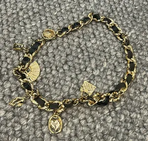 Non Signe Vintage Y2K Chunky Charm Belt Gold/Leather Ribboned Design thumbnail 1