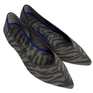 Rothy’s The Point Women’s Gray Zebra Print Knit Pointed Toe Slip-On Flats Size 9 thumbnail 1