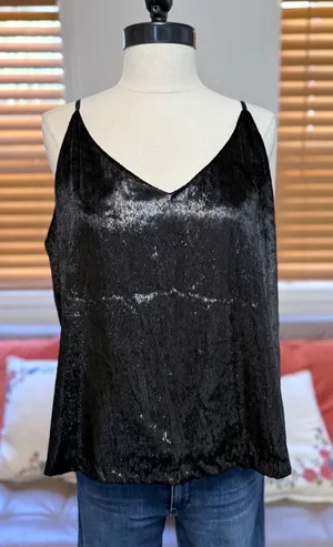 Habitual Black Metallic Shimmer V-Neck Camisole Top XL Adjustable HFA00853T thumbnail 1