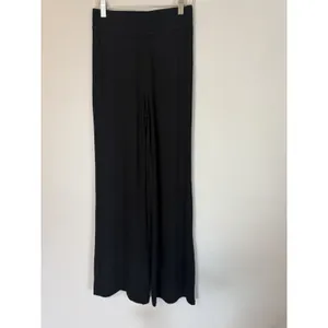 Nuuds Black Ribbed Slinky Modal Black Lounge Pants Wide Leg High Rise XS NEW $88 thumbnail 10
