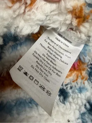 Eddie Bauer Plush Fleece 1/4 zip pullover Jacket Cream Blue, Brown Pink print XL thumbnail 6