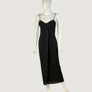 Roberta Black Draped Maxi Dress Sweetheart Neckline Spaghetti Strap Formal Gown thumbnail 2