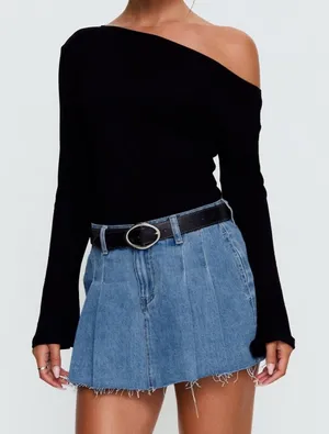 Princess Polly Pleated Denim Mini Skirt thumbnail 1