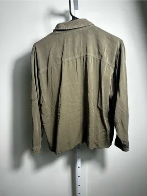 S311. Hayden Women's Olive Green Lightweight Button-Up Shirt thumbnail 3