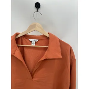 Athleta Sweatshirt‎ Women MEDIUM NWT Orange Sunbaked Clay Retroterry Polo thumbnail 5