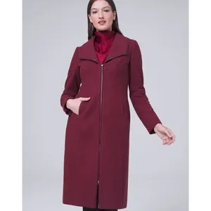 WHBM Burgundy Long Coat Removable Faux Fur Collar White House Black Market XS thumbnail 5