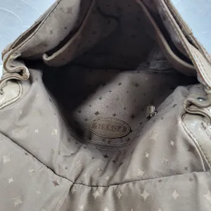 Fossil Maddox Leather Saddle Bag Taupe Tan Shoulder Turn Lock Flap Crossbody Y2K thumbnail 12