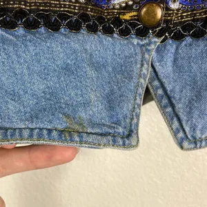 Vintage Liz Wear Paisley Striped Embellished Denim Vest thumbnail 3