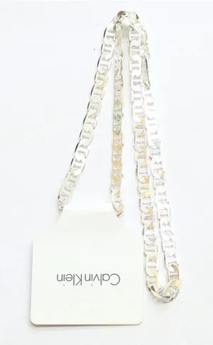 NWT Calvin Klein Silver Mariner Link Flat Chain Necklace Silver Gray 20" thumbnail 1