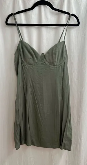 La Hearts Olive Green Mini Slip Dress thumbnail 1
