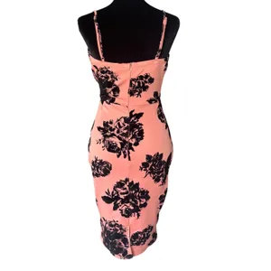 Haute Monde NWT Women Velvet Flocked Floral Cutout Midi Bodycon Dress Whimsigoth Dark Fairy thumbnail 5