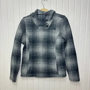 The North Face Women's Plaid Fleece‎ Pullover Cowl Blue and gray Hoodie Size S thumbnail 5