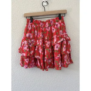 LoveShackFancy Mambo Red Mini Skirt XS NWT Lined Coquette Feminine MSRP $345 thumbnail 4