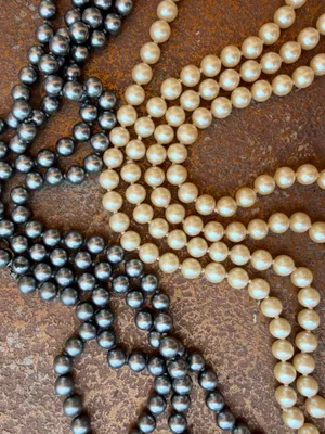 Monet Vintage Double Strand Faux Pearl Necklace White Grey Rhinestone #classy #Avantgarde #timeless thumbnail 5
