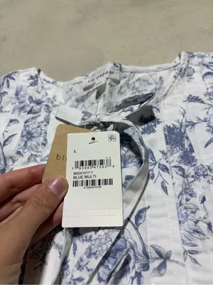 Blu pepper NWT Floral toile sleeveless pleated front tie blouse large thumbnail 4
