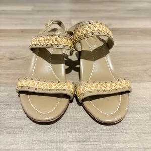 ERIC JAVITS NEW YORK Maribel Braided Studded Cuban Sandals‎ Adjustable tan US 7 thumbnail 2