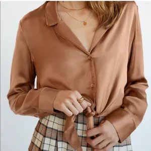 Wilfred Aritzia NWT Tie Front Saville Brown Button Front Blouse Top Size XS thumbnail 1