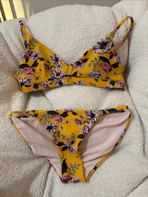 No Boundaries Yellow Floral Bikini thumbnail 1