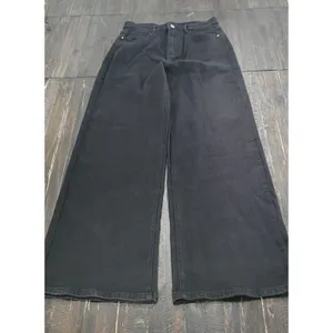 Cider Women's Medium High-Rise Wide Leg Black Denim Jeans NWT thumbnail 3