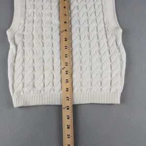 Abercrombie & Fitch Womens Cable Knit Sweater Vest Cream White XS Sleeveless Top thumbnail 4