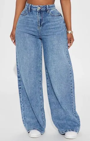 FashioNova Solange Baggy Wide Leg Jeans - Medium Wash thumbnail 2