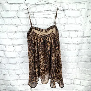 NWT Cider Chiffon Top Women's XL Leopard Babydoll Cami Festival Party Casual thumbnail 2