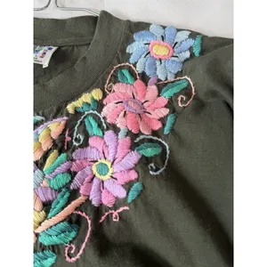 VTG Doris Guatemala T Shirt Sz L Floral Bird Embroidered Boho Folk‎ Art Festival thumbnail 6