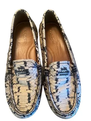 Coach Women's Snake-Print Loafers in Cream and Black thumbnail 2