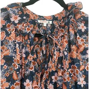 Anthropologie Sundry‎ Boho Floral Print Long Sleeve Tiered Mini Dress Size Small thumbnail 6