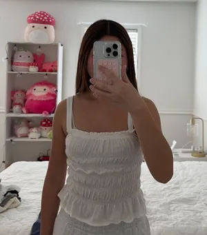 White Ruffled Top thumbnail 1