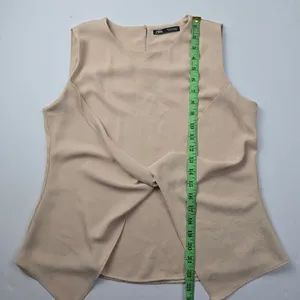 Zara -1612 Front Knotted Sleeveless Blouse in Pink‎ Blush Women's Medium thumbnail 6