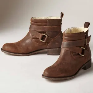SUNDANCE size 7 Brown Ankle Boots‎ Buckle Detail 37 Fur Lining, Stylish & Warm thumbnail 2